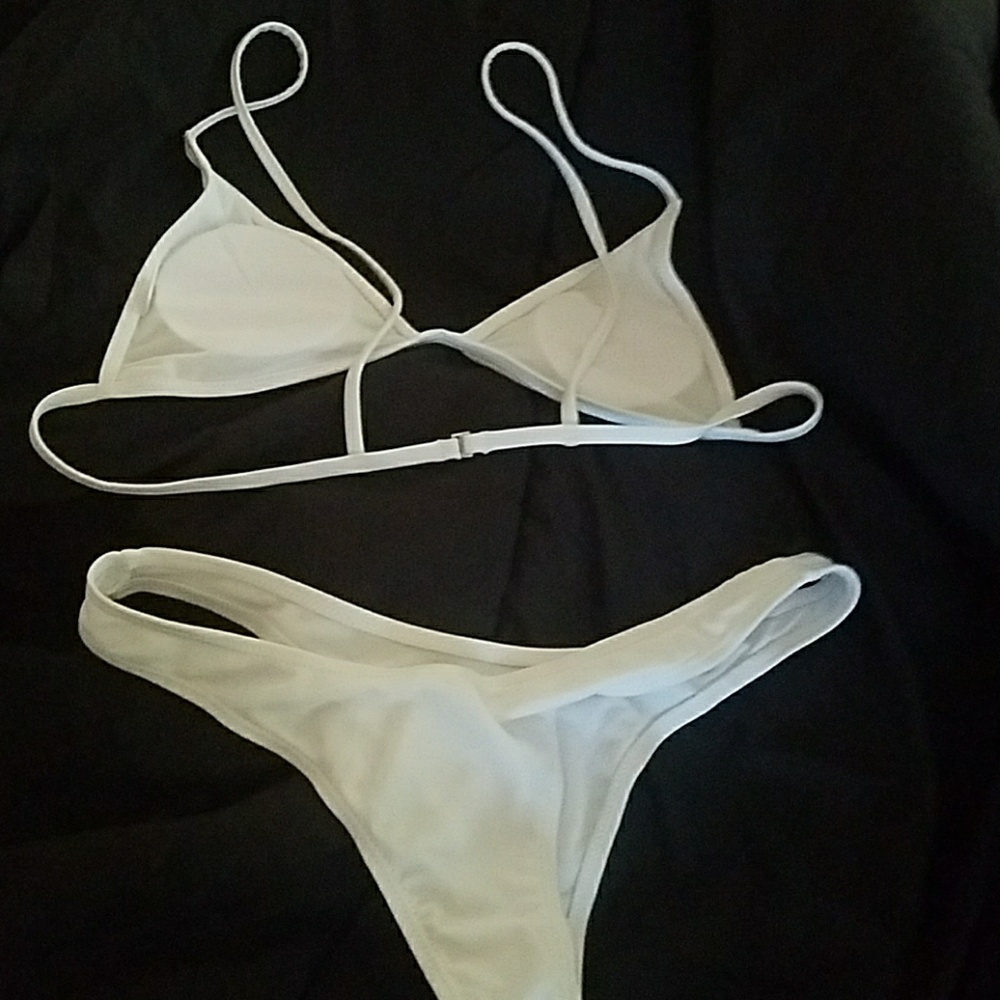Hi cut white bikini